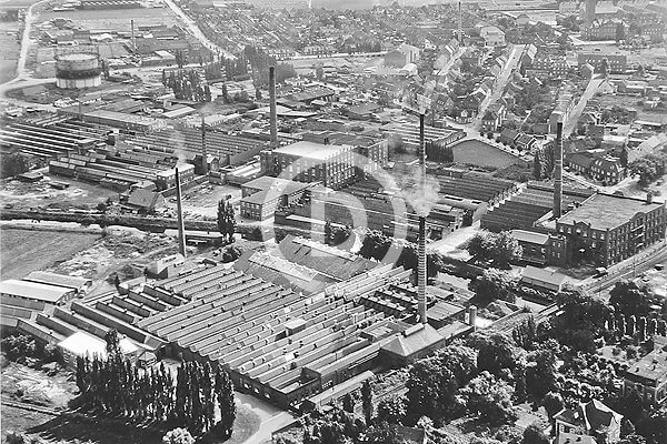 Rump, Borbo neuer Betrieb Hintergrund Mühlenweg Gaskessel, 1957